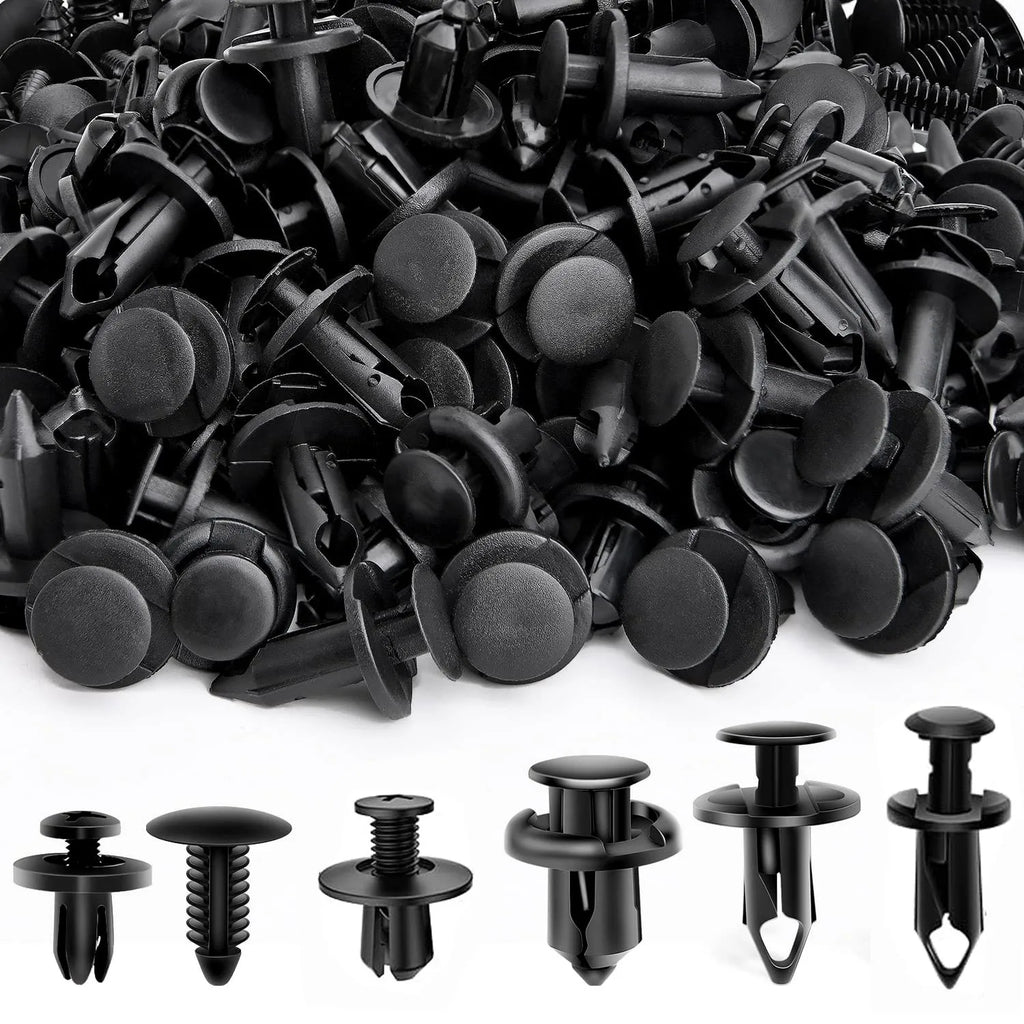 Bag of 190 Pcs Set Car Universal Buckle 6 Models Size Fastener Rivet Clamping Fastener Buckle Car Accessory Abs Material Fixed Screw