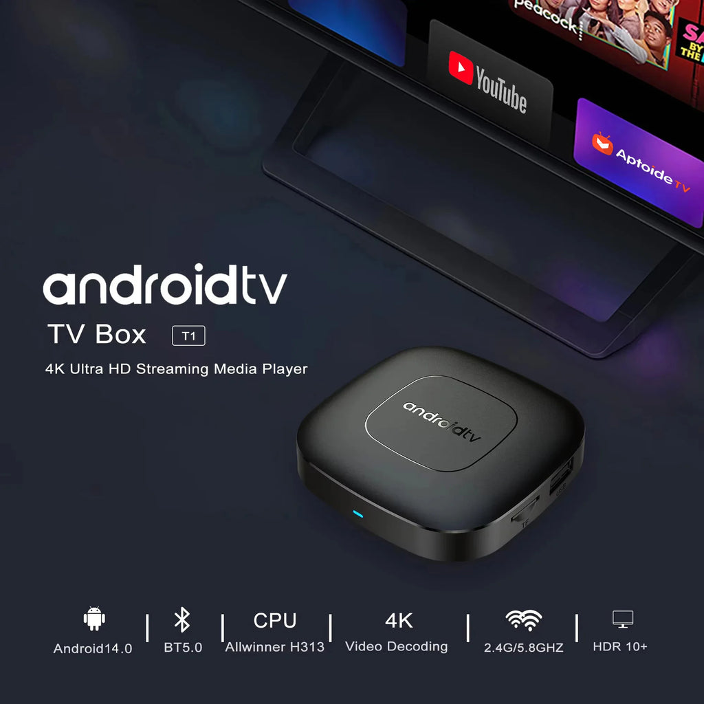 Android13 Smart Home Theater TV Box AllwinnerH313 Google Assistant Netflix Streaming Bluetooth Media Player 2G16G 2.4G5G Wifi T1