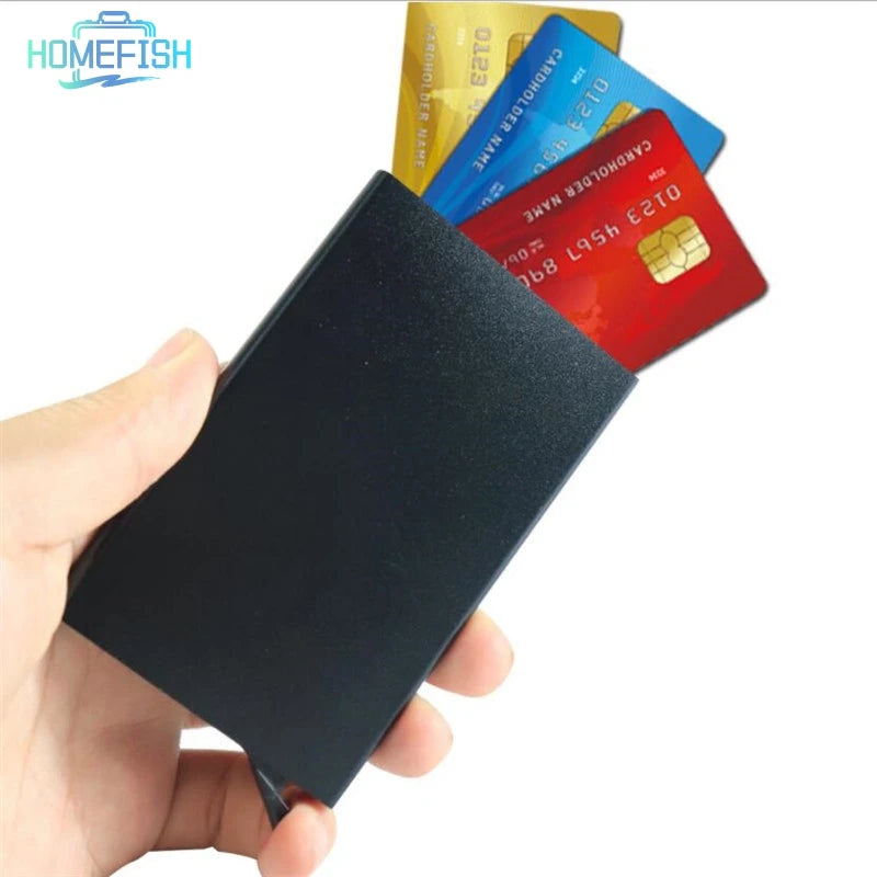 HOMEFISH Smart Wallet Card Holder Metal Thin Men Women Wallets Pop Up Minimalist Wallet Small Black Purse Vallet Walets for Men