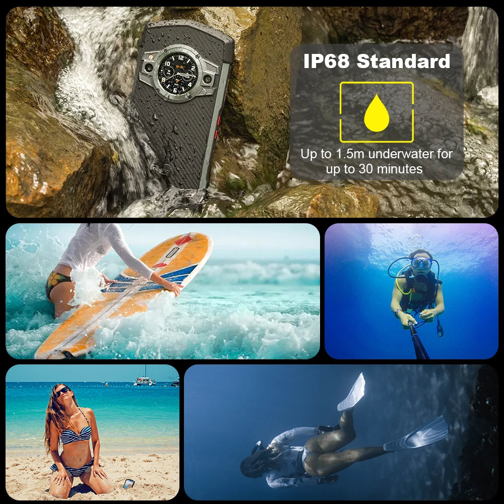 Unihertz Tick Tock Rugged Smartphone 5G 128/256GB Cellphone 6000mAh Android 6.5 inch Phone with Dual-Screen 48MP Camera IP68