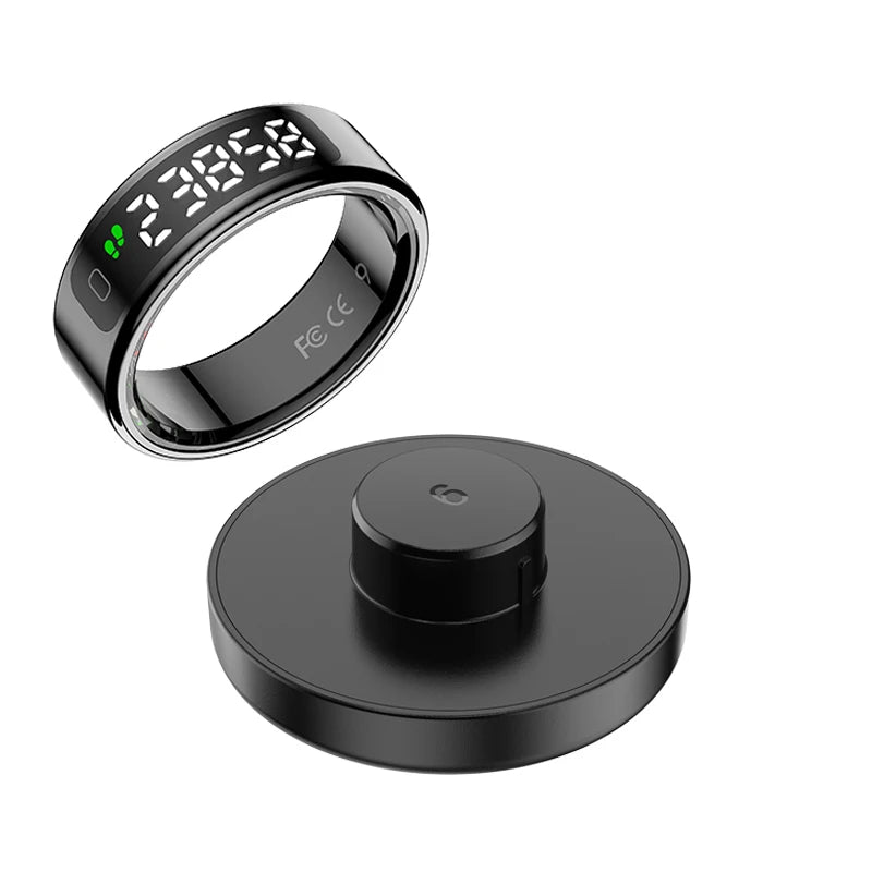 AMZMAX R11 Smart display Ring Men Women with Wireless Charging stand,Health and Sleep Monitor,5ATM Waterproof,Multi-sport Modes