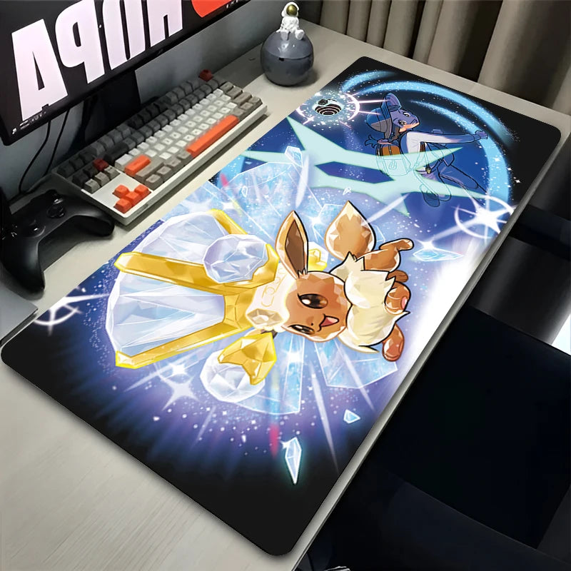 Kawaii Japan Anime Mouse Pad PC Colorful E-eevee Gamer Cabinet Mousepad HD P-pokemonS Keyboard Rug Laptop Gaming Rubber Desk Mat