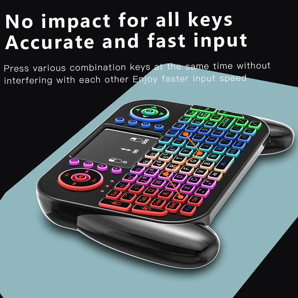 Portable Mini Wireless Keyboard V8 7 Backlit 2.4G Bluetooth Touchpad Air Mouse Remote Control for Android TV Box