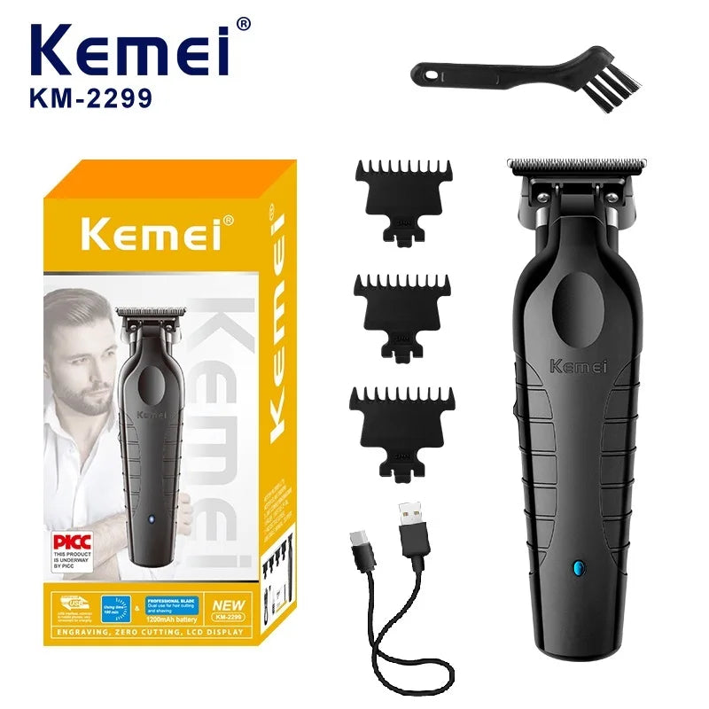 Kemei KM2299 Professional Hair Clipper 0mm Zero Gapped Carving Clipper Men's Cordless Hair Trimmer Electric Hair Cutting Machine