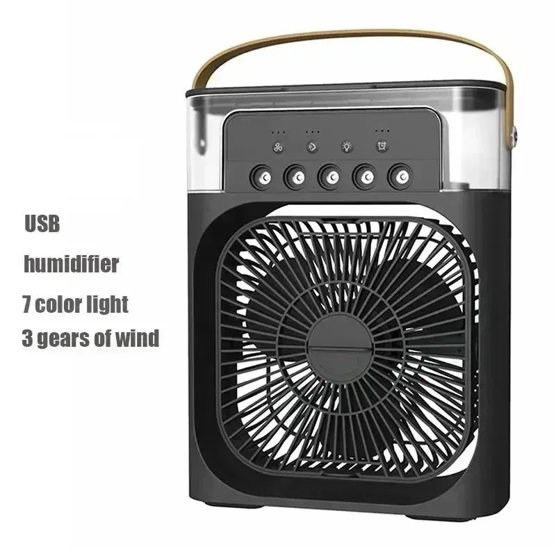 New 3 In 1 Portable Fan AIr Conditioner Household Mini Air Cooler LED Night Light Humidifier Air Adjustment Fan Office Home Fan