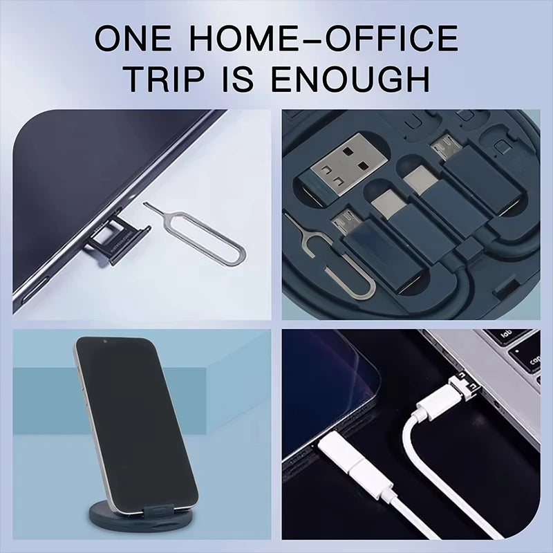 NNBILI 60W Type-C To USB C To Micro To iP Fast Charging Cable Adapter Kit for IPhone 14 15 13 11 OTG Converter Multi Storage Box