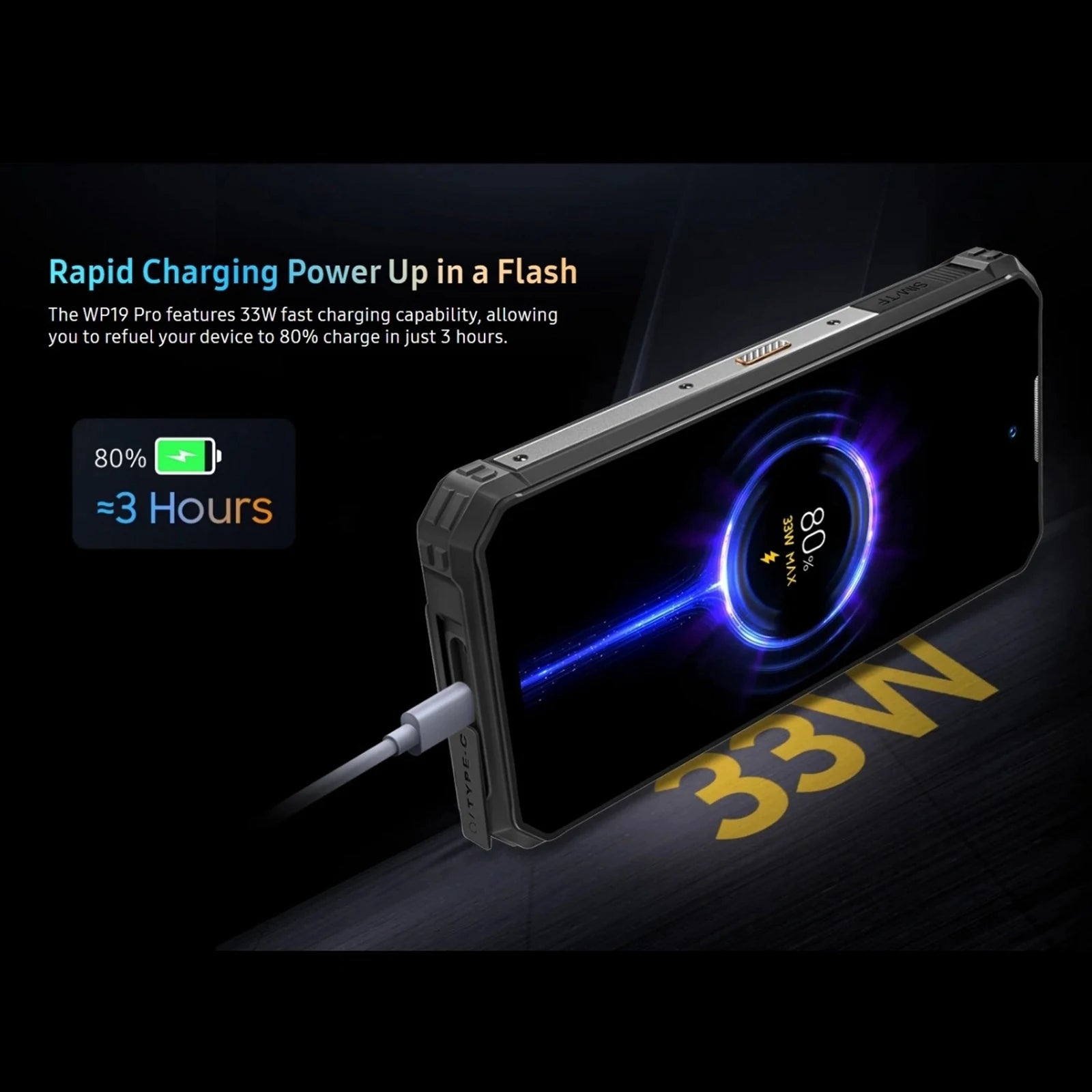 Oukitel WP19 Pro Rugged Smartphone 6.8" FHD+ Display 22000mAh Android 13 Helio G99 8GB+256GB 64MP Camera 33W NFC 4G Cellphone