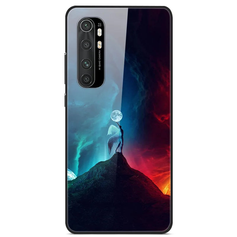 For Xiaomi Mi Note 10 Lite RU 6 GB 128 GB Case Tempered Glass Hard Back Cover For Xiaomi Mi Note 10 Lite Case Note10 Lite Fundas