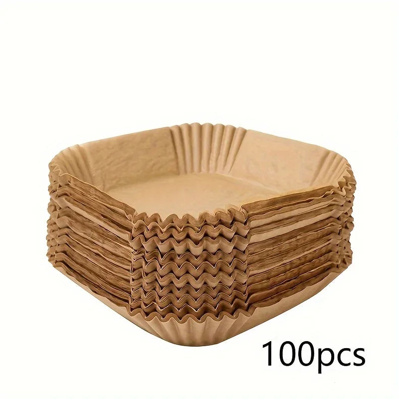 50pcs/set Air Fryer Disposable Paper Parchment Wood Pulp Steamer Cheesecake Air Fryer Accessories Baking Paper For Air Fryer