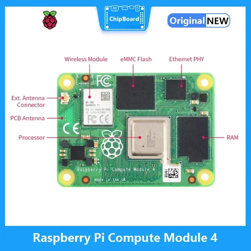 Raspberry Pi CM4 with WiFi Bluetooth Support - 1GB/2GB/4GB/8GB RAM And eMMC Storage (8GB/16GB/32GB) Lite Option Av