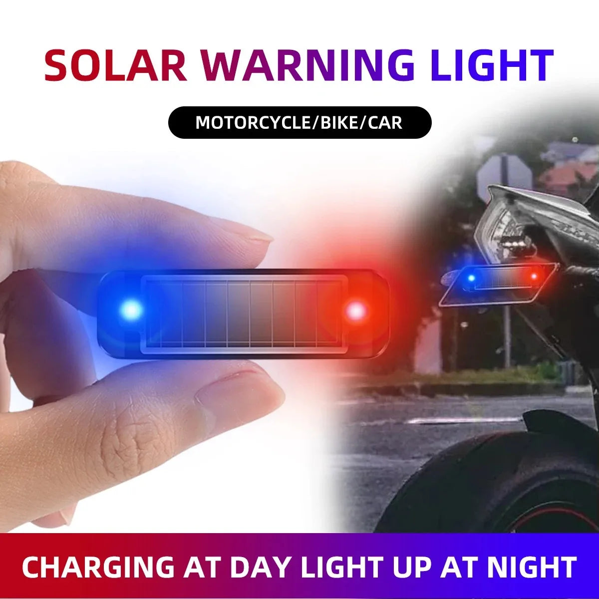 1-10PCS Solar Car Mini Warning Light Wireless Mini LED Flashing Anti-Theft Alarm Lamp for Night Security Parking Protection
