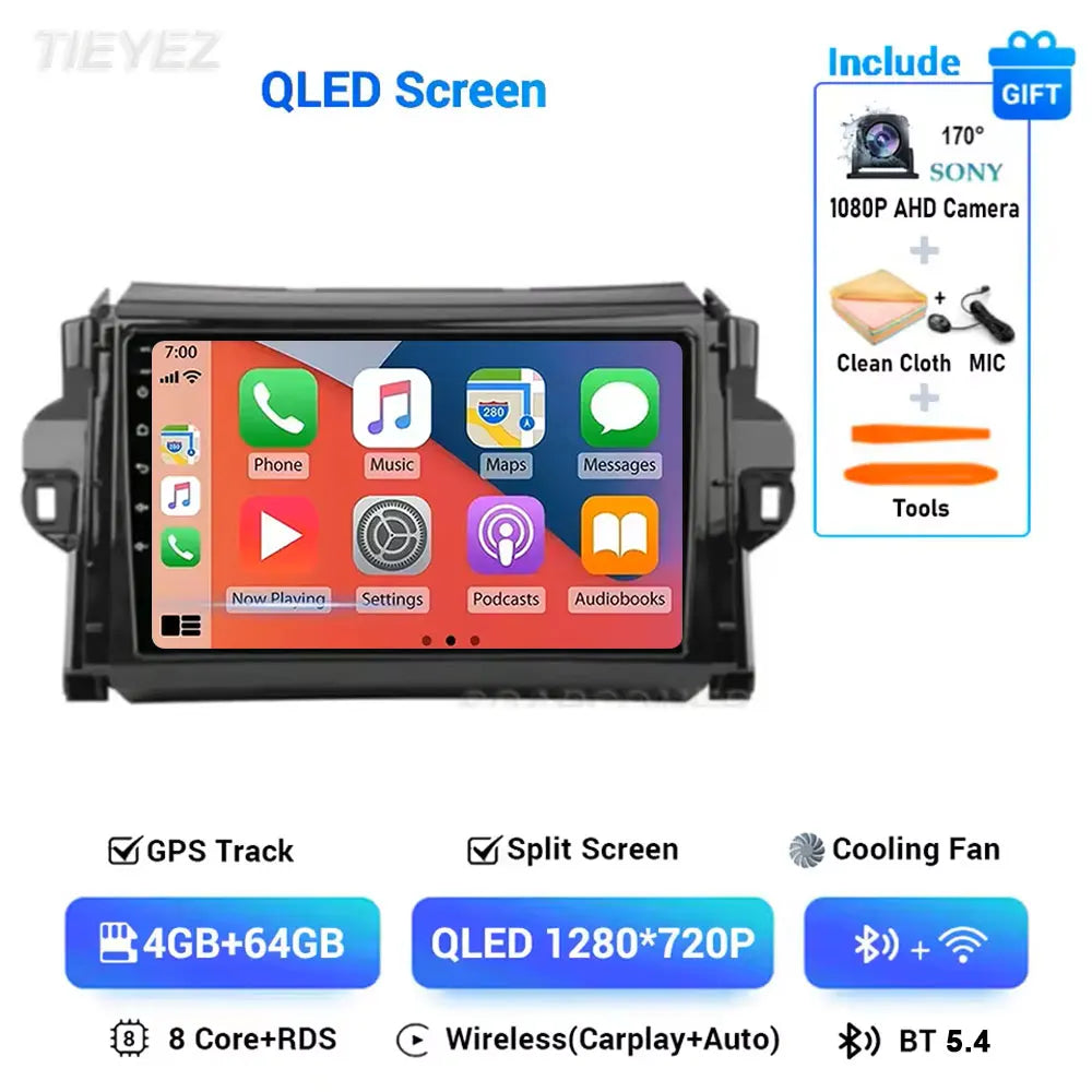 Car Android For Toyota Fortuner 2 SW4 2015-2022 Auto Radio Video Multimedia Player GPS Navigation In-cell QLED Screen 4G 2DIN