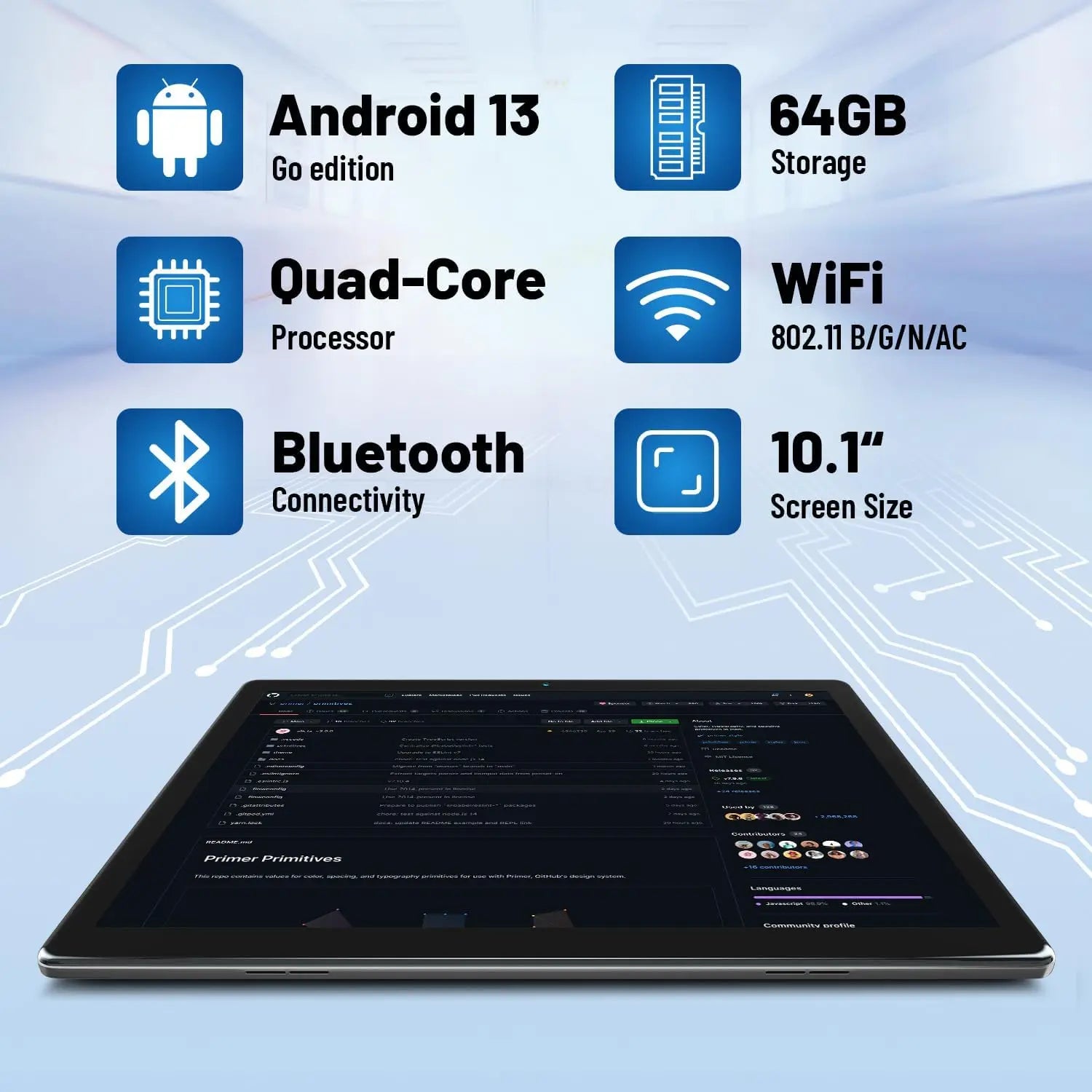 AEEZO MB1001 10 Inch Tablet Android 13 6GB RAM 64GB ROM 128GB Expandable 5000mAh Battery HD IPS Display Dual Camera Tablets PC