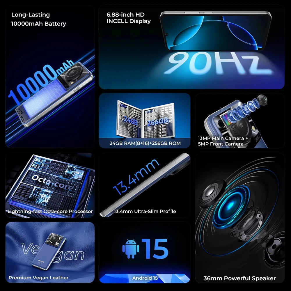 2025 NEW Oukitel C60 PRO Smartphone 6.88"HD 90Hz 24GB+256GB Telephone Portable 10000mAh Battery Smartphone Android 5G Cell Phone