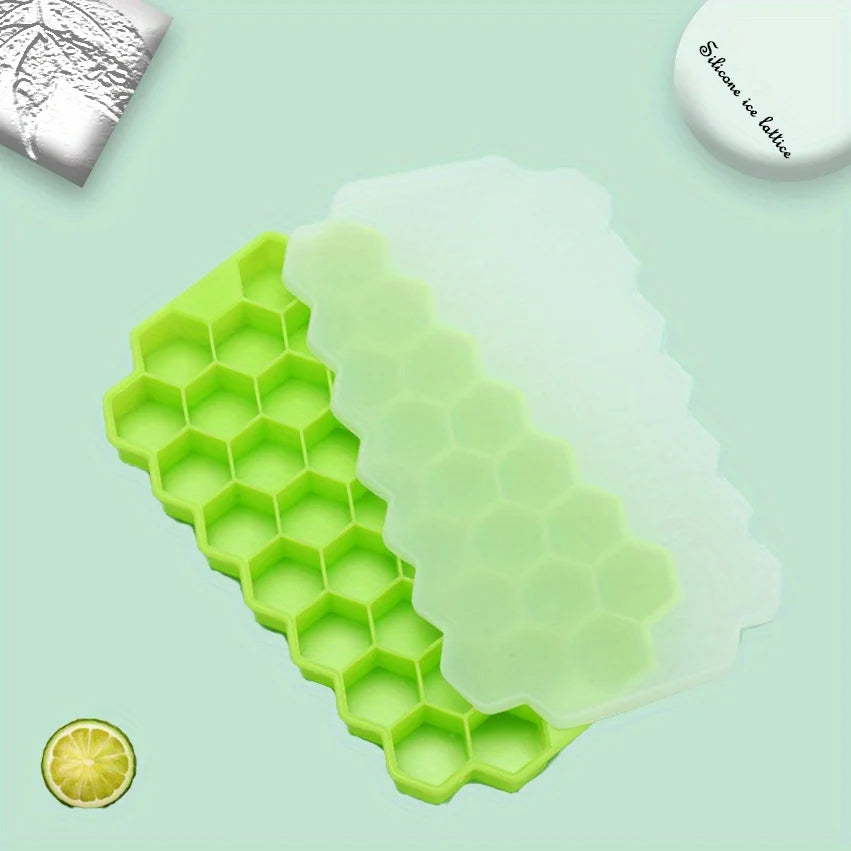 Food Grade Silicone Honeycomb with Lids - Easily Removable Mould for Ice Cream, Cold Drinks, Whiskey Cocktails - BPA-Free