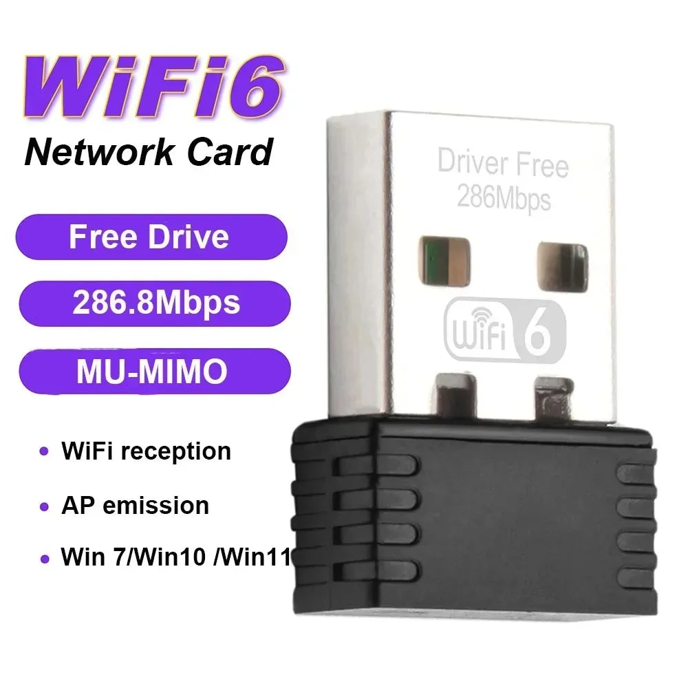 Mini WIFI 6 Adapter 150M/300M Network Card USB Dongle 2.4GHz 802.11AX Signal Reception For PC Laptop Windows 10/11 Driver Free