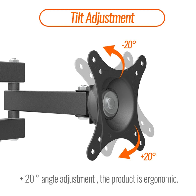 20° tiltable TV Wall Mount Bracket 360° Rotated Holder Universal TV Mounts for 14-24'' Computer Monitor Stand Monitor Flat Panel