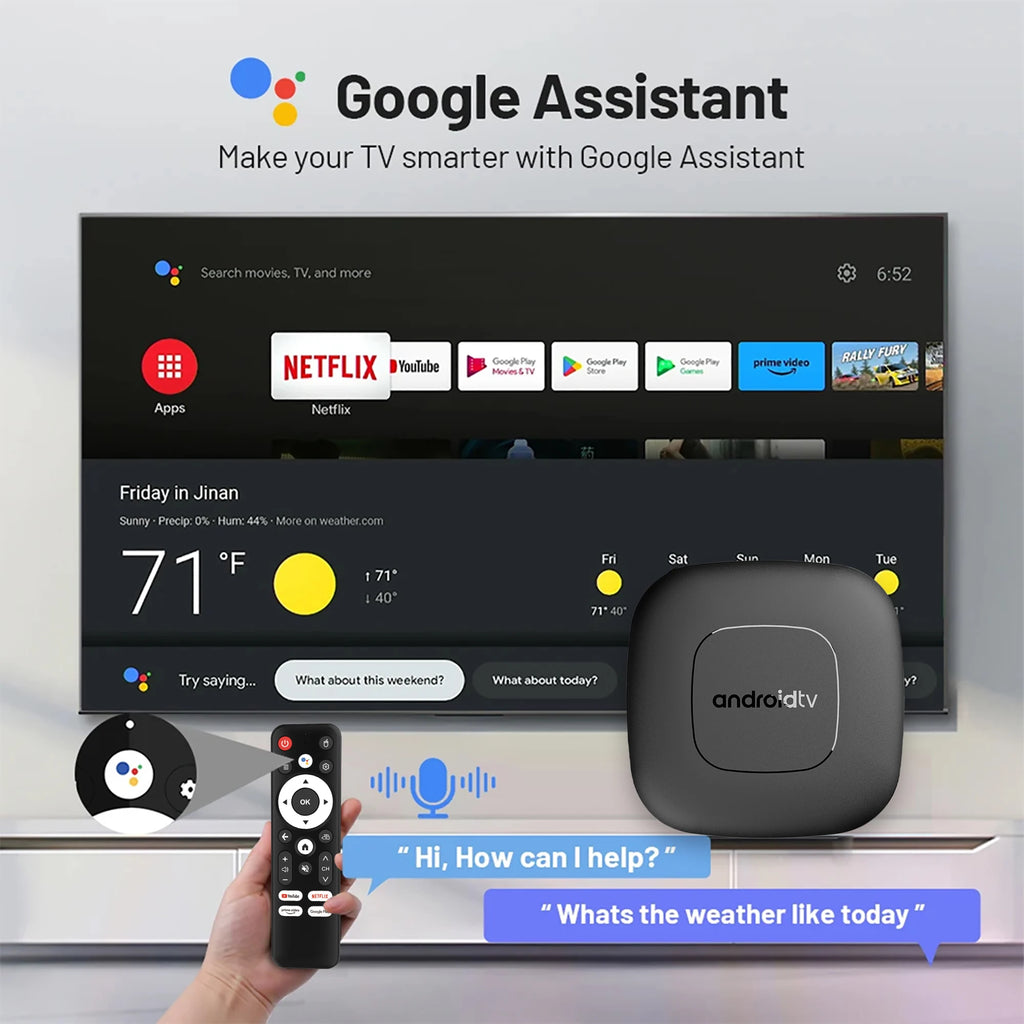 Mortal T1 Android14 Smart Streaming Media Player TV Box Bluetooth Google Assistant AllwinnerH313 2.4G5G Wifi 4K Global Version