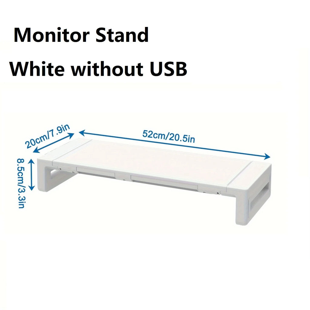 Monitor Stand Riser, With USB3.0 Foldable, Height Adjustable Computer Stand, Desk Shelf Riser with Storage Drawer &Tablet Phone