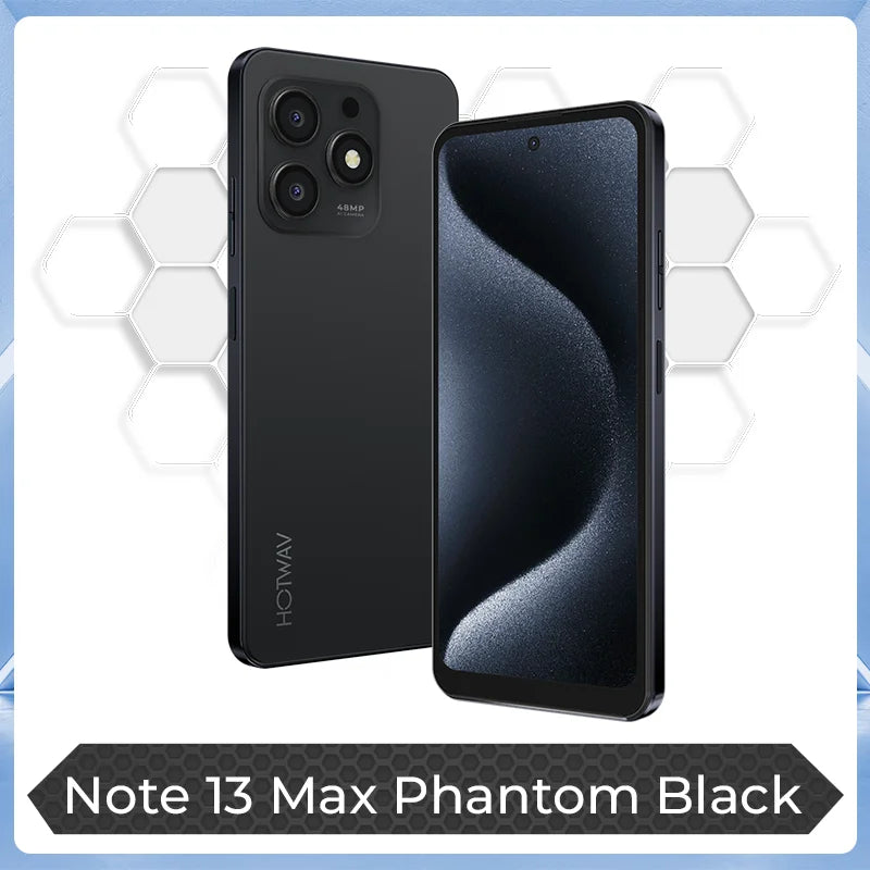 HOTWAV Note 13 Max Mobile Phone Android 14 6.8'' HD+ 16(6+10)GB 256GB Cellphone 48MP 5160mAh 9.2mm Ultra-Thin Smartphone