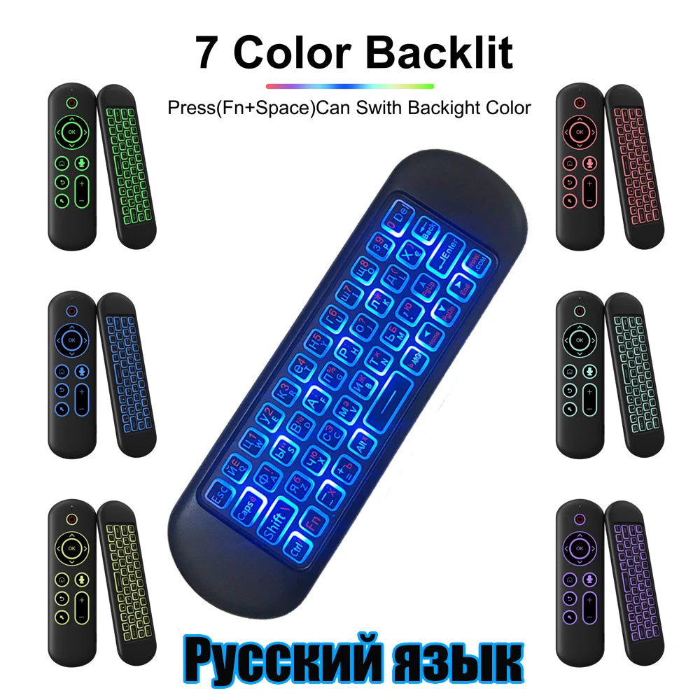 Remote Control Air Mouse Voice Gyroscope 7 Color Backlit Mini Keyboard Dual Mode 2.4G BT5.2 Wireless For Android Smart TV Box PC