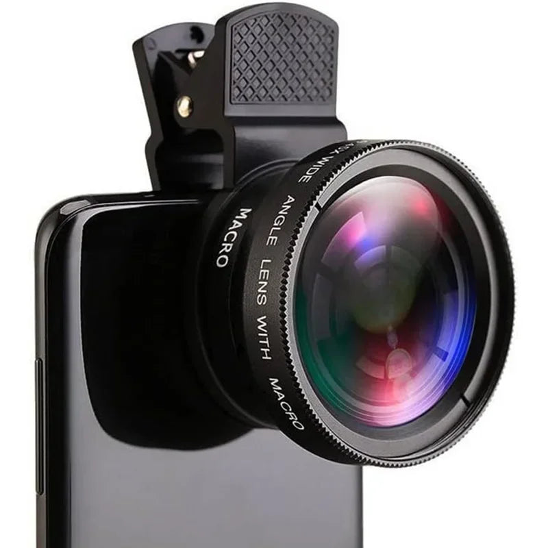 37mm Mobile Phone Lens Professional 0.45X 49uv Super Wide-Angle + Macro HD Lens For iPhone Android 2 IN 1 Lens Universal Clip
