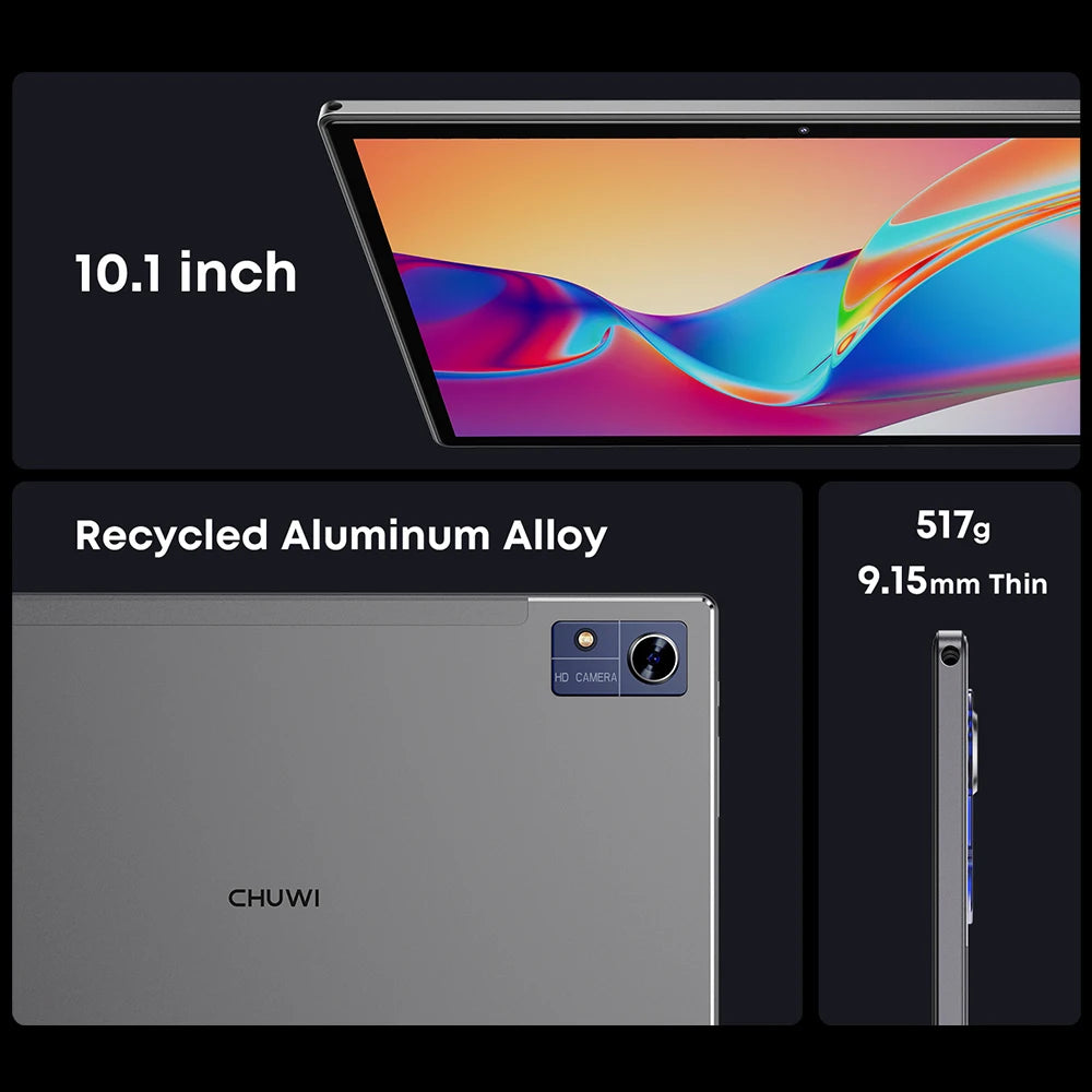 CHUWI Hi10 X Pro 10.1 Inch 800*1280 IPS Screen Unisoc T606 4GB RAM 128GB ROM Tablets 2.4G/5G Wifi Android 14 Tablet PC 7000mAh
