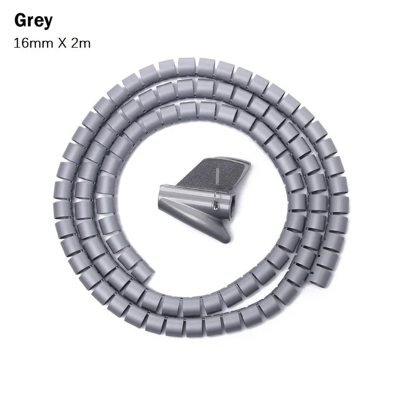 2M Flexible Spiral Cable Protector Wire 10/16mm Storage Wire Protection Cover Computer Cord Clip Organizer Management Tool