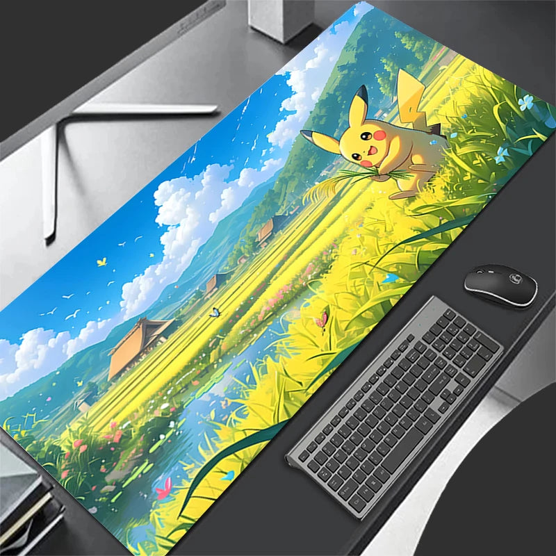 Gaming Mouse Pad 900x400 PC P-pikachu Gamer Cabiner Keyboard Rug XXL P-pokemonS Desktop Mouse Mat Carpet Kawaii Rubber Mousepad