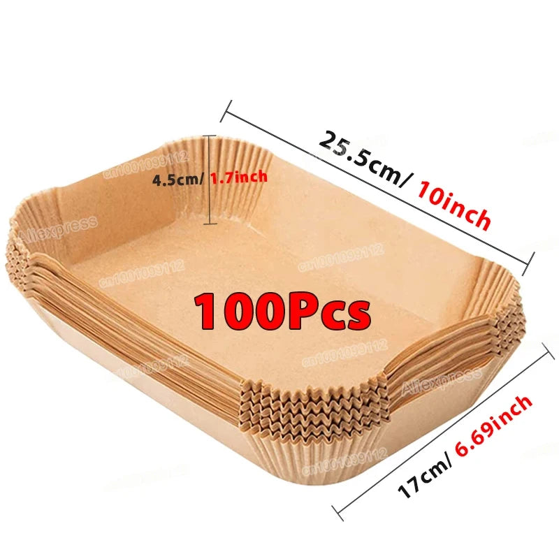 Air Fryer Paper 100pcs Disposable Air Frying Baking Paper Round Square Air Fryer Liners Baking Paper Air Fryer Accessories 50pcs