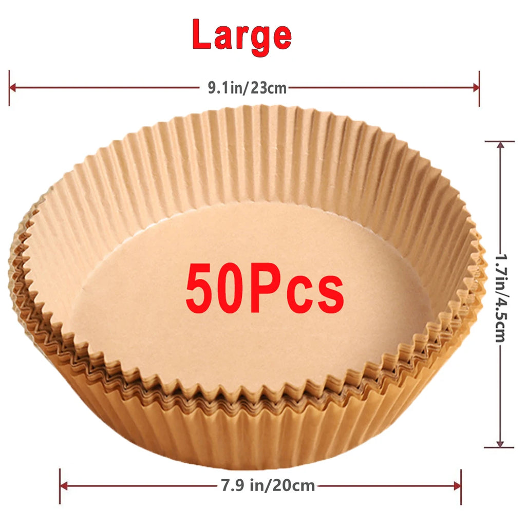 Air Fryer Paper 100pcs Disposable Air Frying Baking Paper Round Square Air Fryer Liners Baking Paper Air Fryer Accessories 50pcs