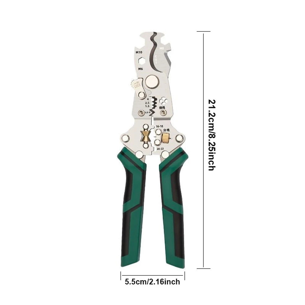 Foldable wire stripper, pulley design multi-function electrician wire splitter wire winding pliers crimping pliers hand tool