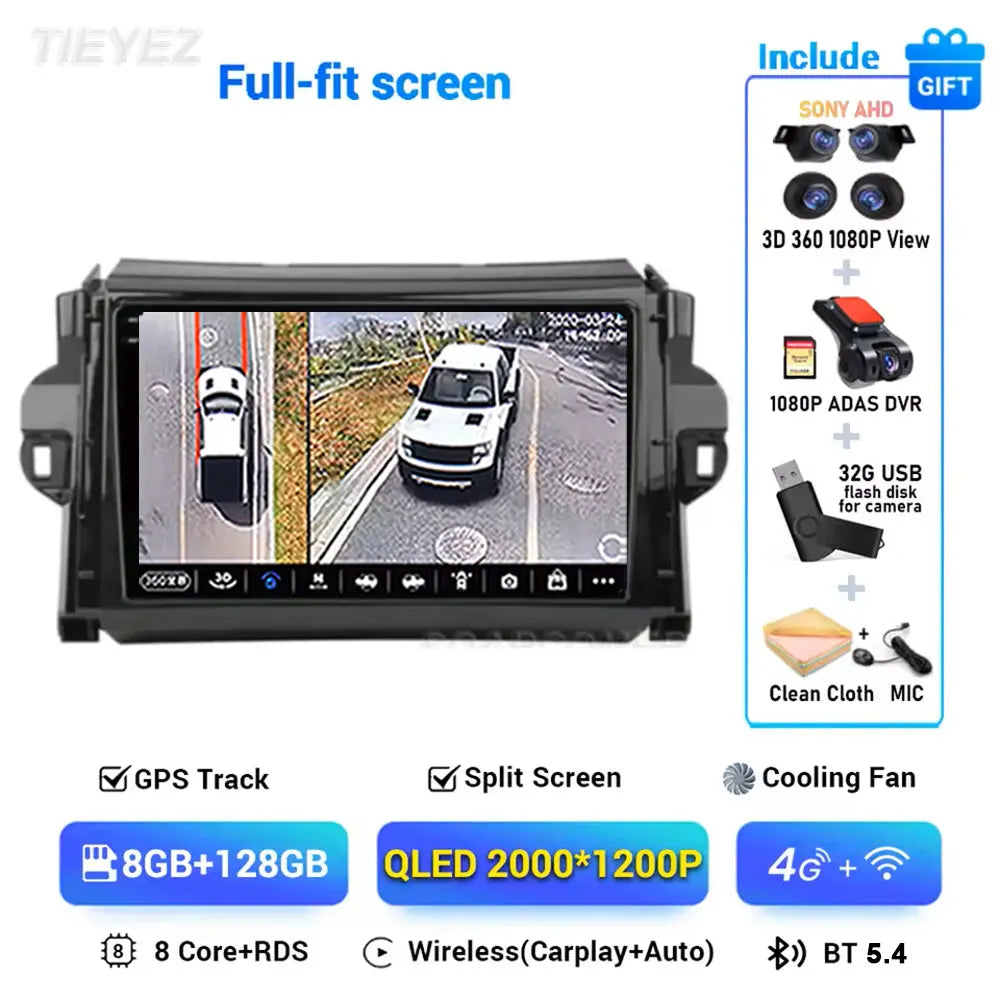 Car Android For Toyota Fortuner 2 SW4 2015-2022 Auto Radio Video Multimedia Player GPS Navigation In-cell QLED Screen 4G 2DIN