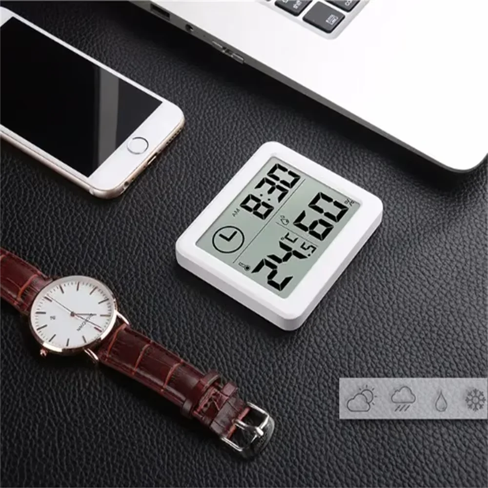 Large LCD Screen Digital Temperature Humidity Table Clock Automatic Monitoring Multifunction Electronic Desk Clock
