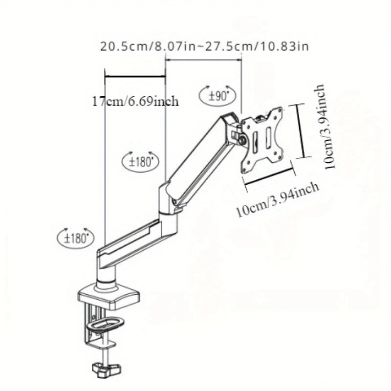 BEISHI Single Monitor Bracket for 13-32in adjustable Monitor holder Universal Computer screen load 2-9kg Gas SpringTV stand