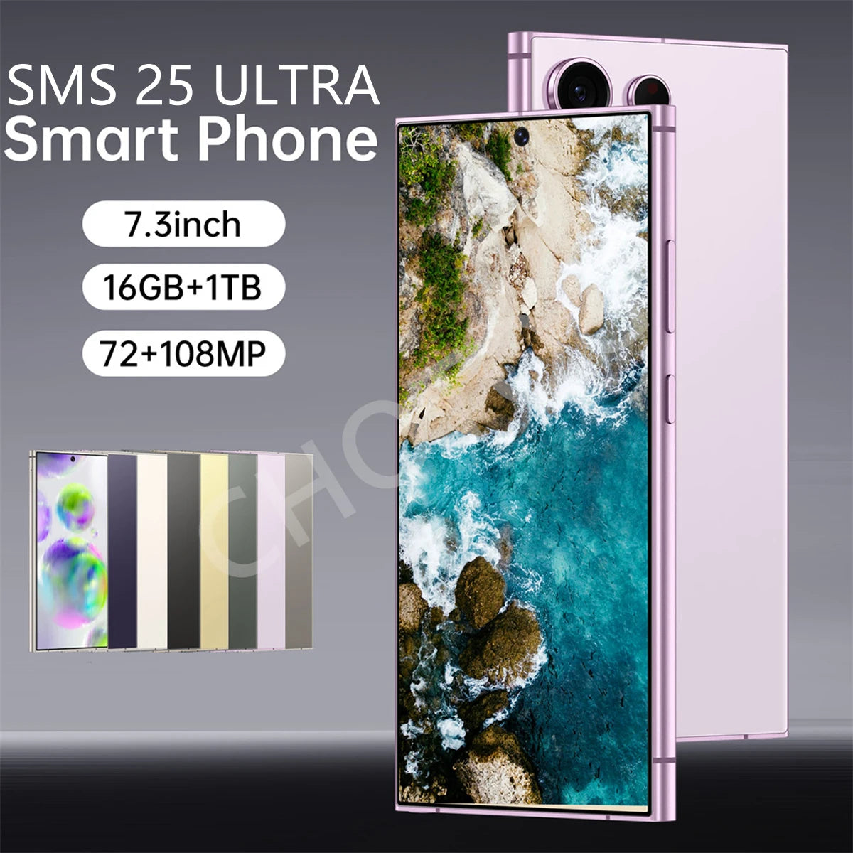 Screen Protector For SMS 25 Ultra Mobile Phones 22GB+2TB Cell Phone Tempered Glass Film For Android Smartphone 7.3''HD Cellphone