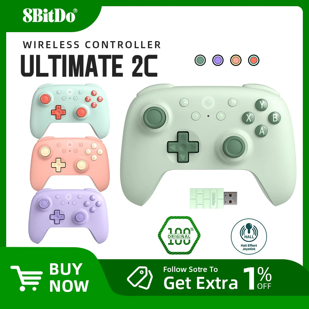 8BitDo Ultimate 2C Wireless Gaming Controller for PC, Windows 10, 11, Steam Deck, Raspberry Pi, Android Gamepad Accessories