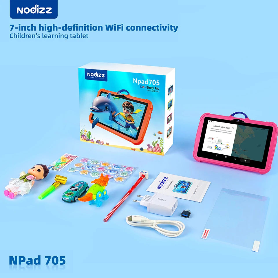 7 inch Kids Tablet PC Android 14.0 Children Learning Tablets 4GB+128GB 5G WiFi Parental Control Dual Camera Best Christmas Gifts