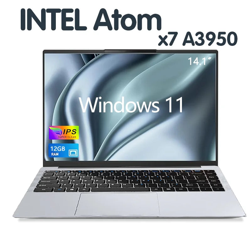 2025 Office Laptop Windows 11 intel core i7-7500U/intel Atom x7 A3950 14.1"  Notebook Computer 1920*1080P  12GB RAM 1/2TB SSD