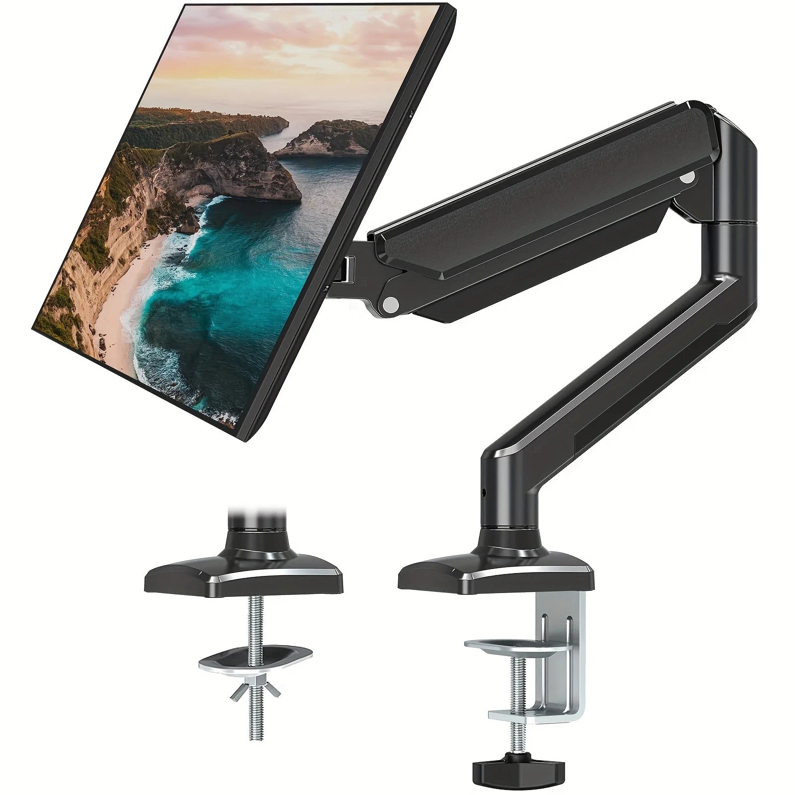Single Monitor Bracket Up To 32 Inches And 19.8 Lbs Per Screen Computer Desk Mount Stand Adjustable Gas Spring