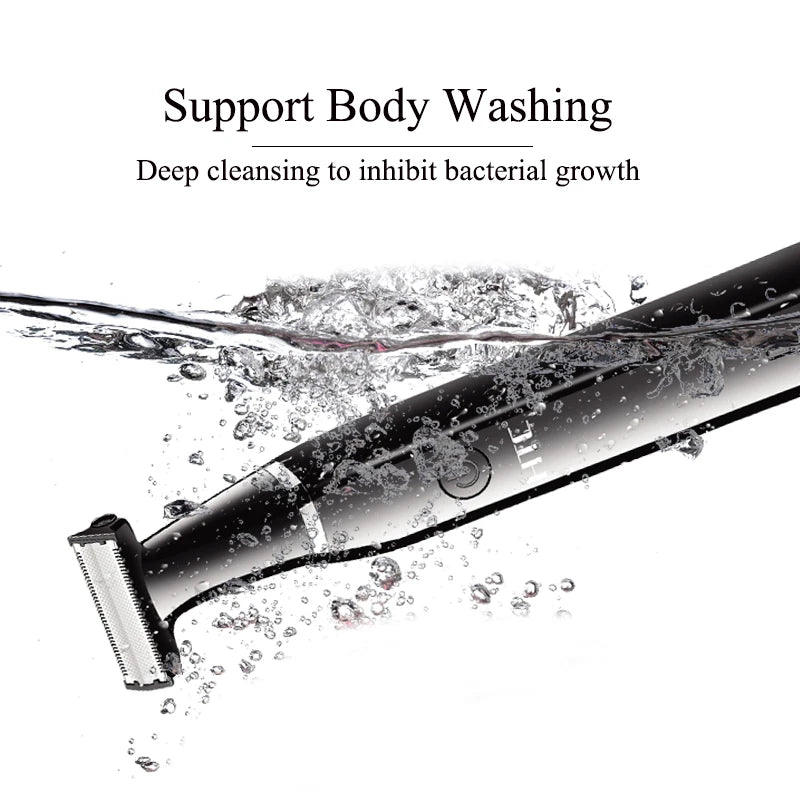 HTC Men's Electric Groin Hair Trimmer Pubic Hair Trimmer Body Grooming Clipper for Men Bikini Epilator Rechargeable Shaver Razor