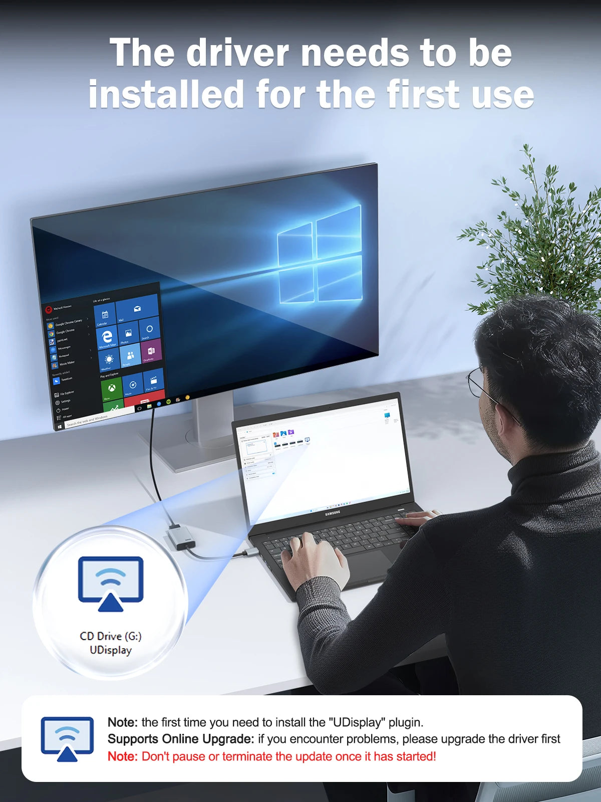 Lemorele USB to HDMI Adapter Compatible Converter 1080P Multiple Displays for Windows macOS Laptops, Monitors, TVs, Projectors