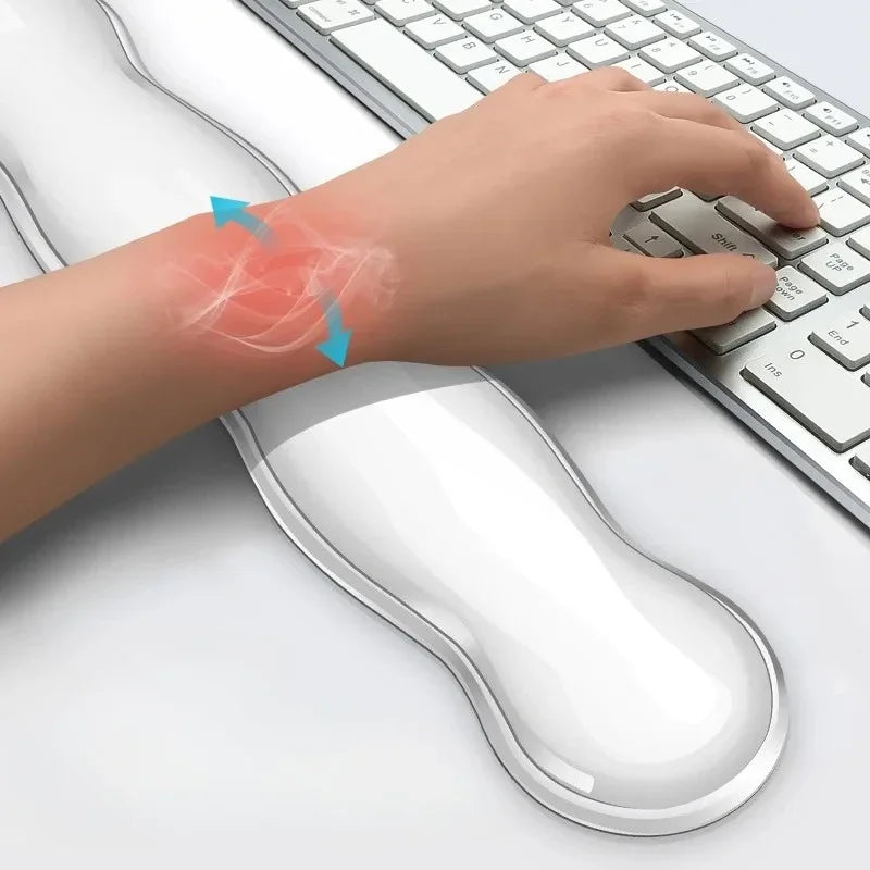 Mouse pad with wrist rest, keyboard rest, anti slip silicone transparent desktop office game console, mouse wrist rest