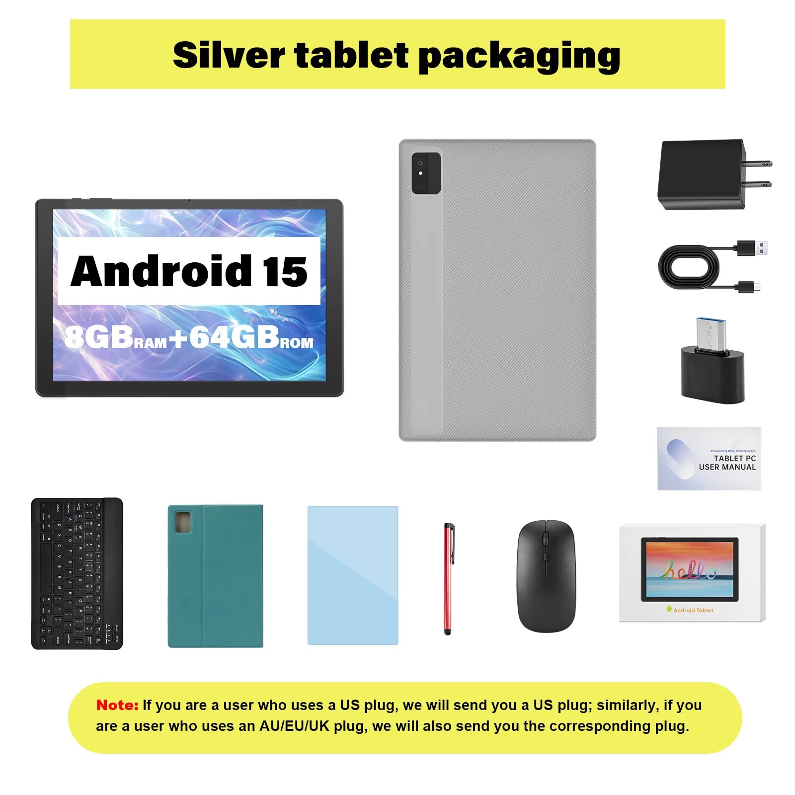 ANRY 2025 Android 15 IPS Display 10.1 Inch 8GB(4+4 Expand) RAM+64GB ROM Tablet 5000Mah Dual Camera 5GWifi A523 Octa-core Tablets