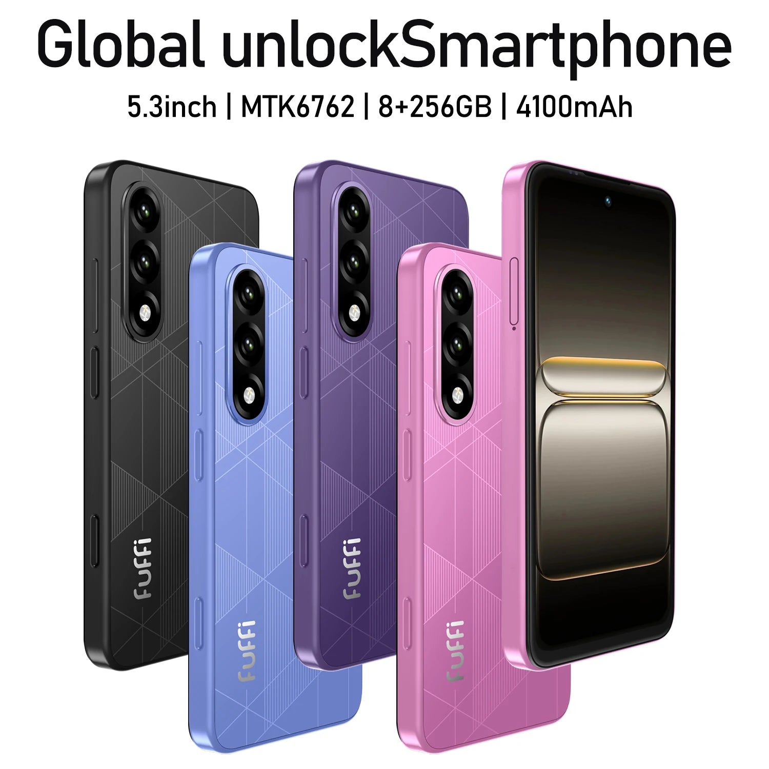 Global Version Smartphone 8GB+256GB 4G Smartphone, 5.3" Cellphone LCD 60Hz Display, 12MP Camera, 4100mAh Battery HD Camera, WiFi