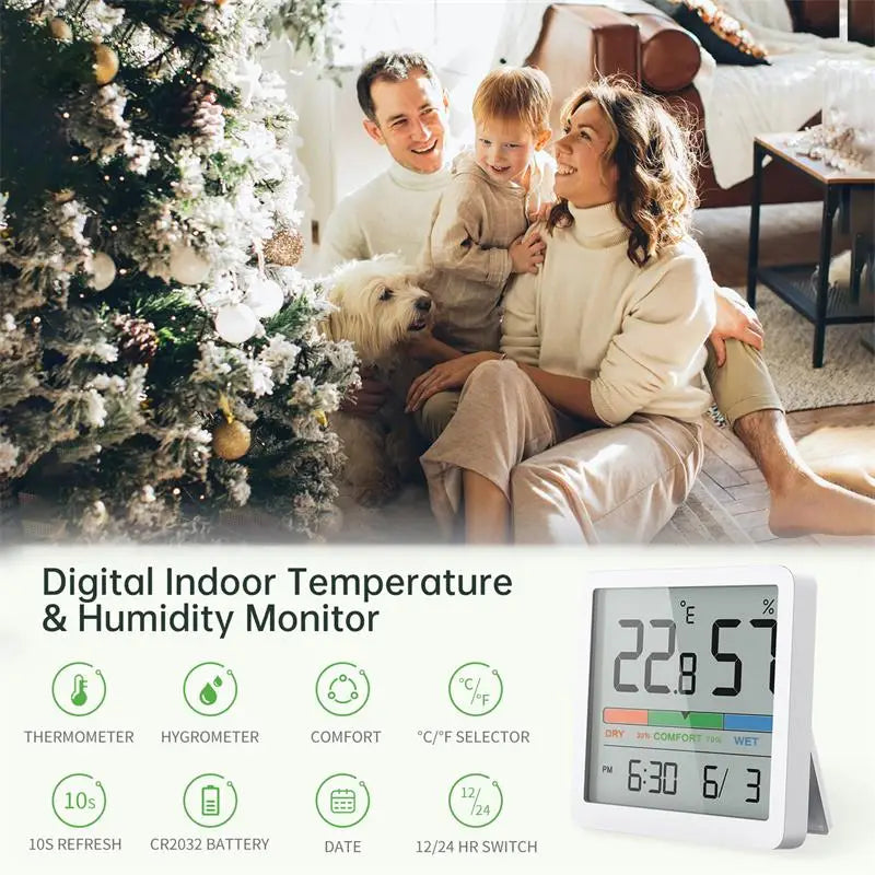 NOKLEAD Indoor Temperature Humidity Meter Home LCD Digital Thermometer Hygrometer Sensor Gauge Weather Station Smart Monitor