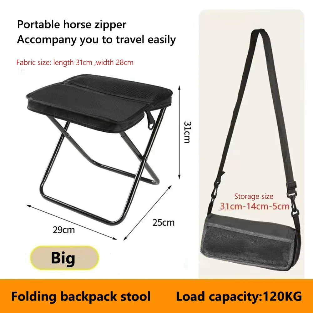 Folding stool for outdoor leisure, camping, and hiking fishing trips, convenient shoulder bag style portable stool for storage
