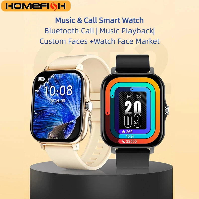 HOMEFISH Smart Watch Android Phone 1.44''Inch Color Screen Bluetooth Call Blood Oxygen/Pressure Monitoring Smart Watch Women Men