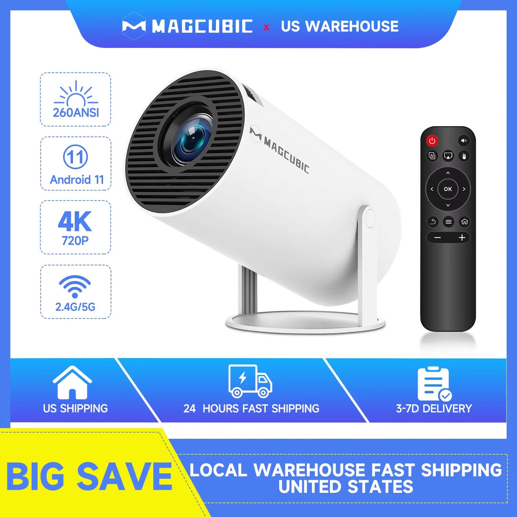 Magcubic Projector HY300 Pro 4K Android 11 Dual Wifi6 290ANSI Allwinner H713 BT5.0 1080P 1280*720P Home Cinema Outdoor Projetor