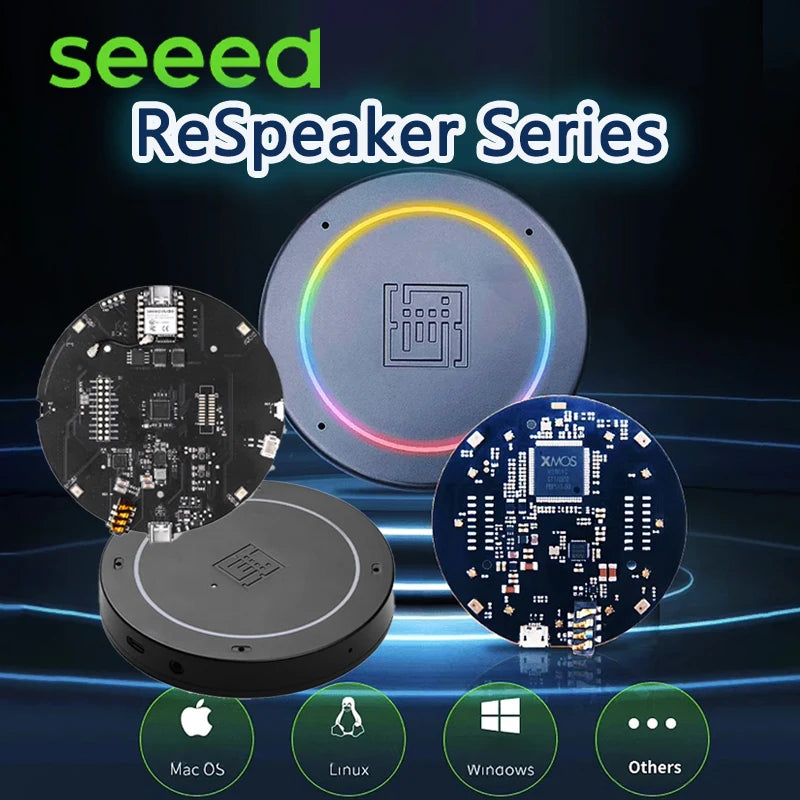 Seeed ReSpeaker Series Mic Array V3.0/USB Mic Array XVF3000 XMOS XVF3800 ESP32S3 AI-powered Optional,4-Mic Array for Clear Voice
